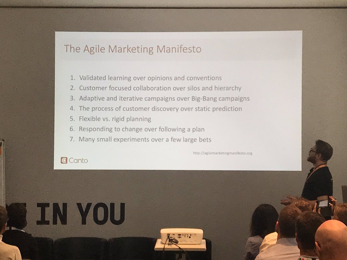 Canto's tweet image. The Agile Marketing Manifesto from @s_picklum #agilemeetsmarketing #DMEXCO19 #worklab