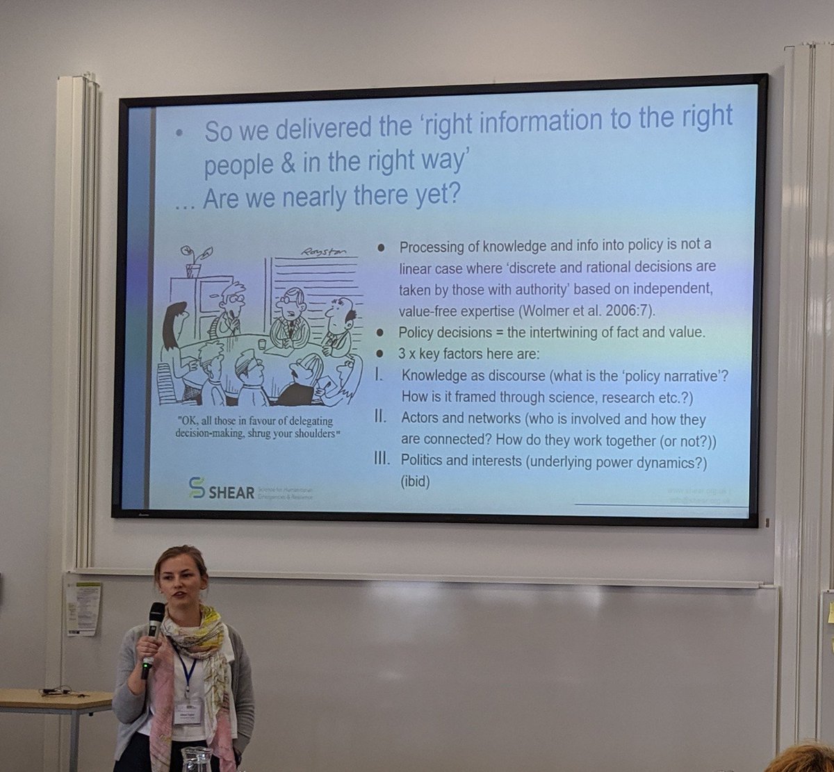 SHEAR_Programme's tweet photo. @ShreeKCL @kclgeography @Neek_003 @imperialcollege @otaylor9426, @SussexUni - Policies not made in a linear way - interplay of knowledge and value. Knowledge as discourse - what is the policy narrative? Who is involved and how are agencies and actors connected? What are the underlying power dynamics? 
#SHEAR19
5/9 https://t.co/JbMTneRG2Z