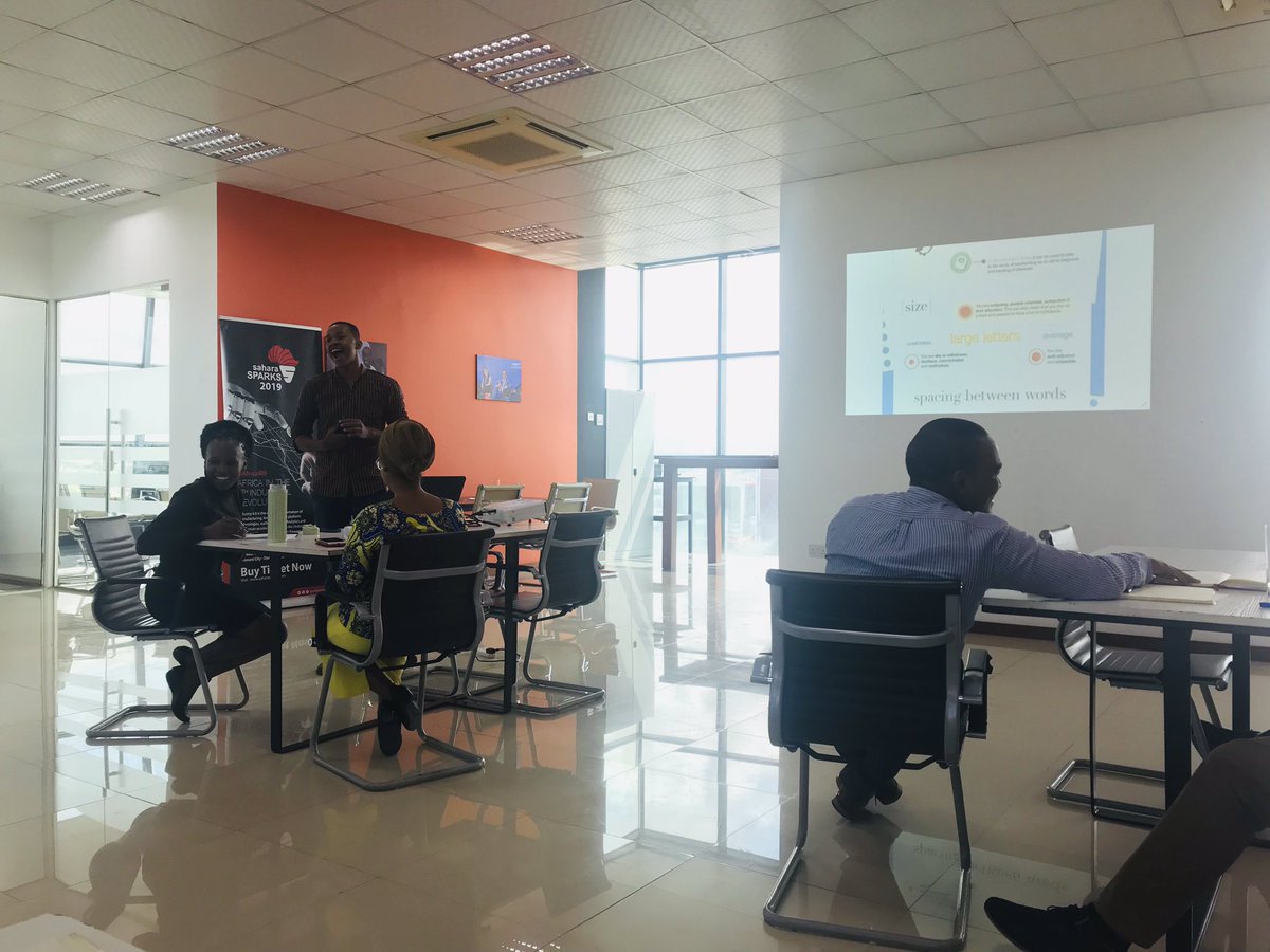 Afruturist's tweet photo. It’s #KnowledgeWednesday at @VenturesSahara Abbas is running a session on “Graphology” the science of handwritings. Just learned our handwritings as a lot to say about us. #SmartCreatives @VenturesSahara @SparkSahara https://t.co/J3YQ2MCM2V