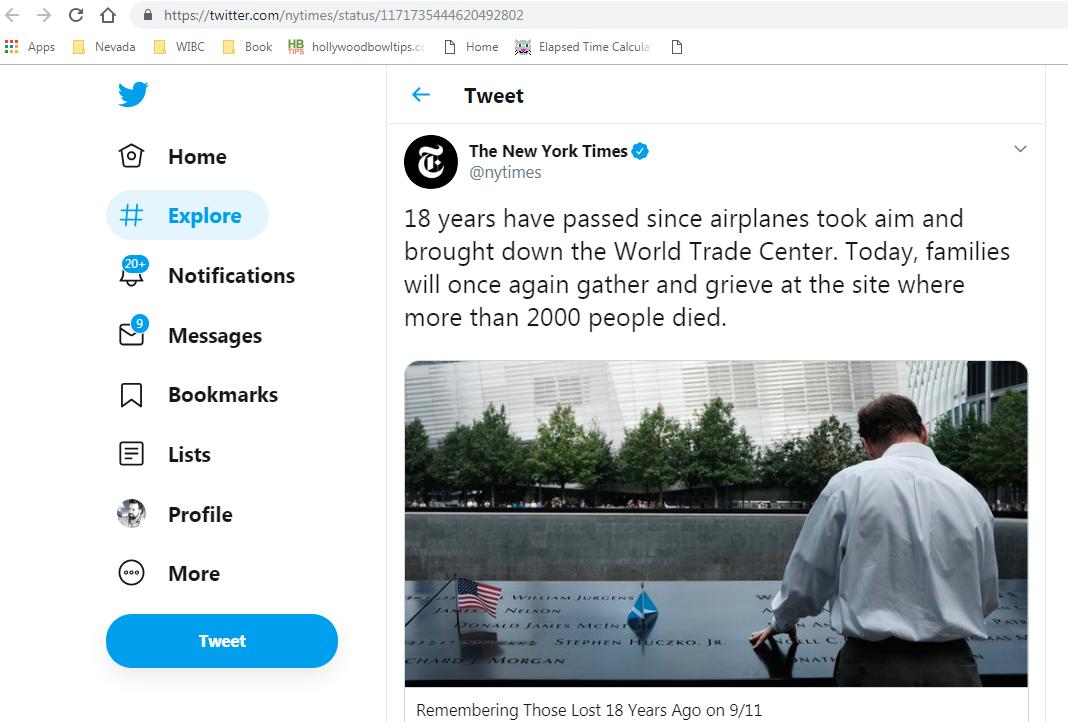 Did the <a href="/nytimes/">The New York Times</a> delete their tweet? This tweet? About #911Attacks?
