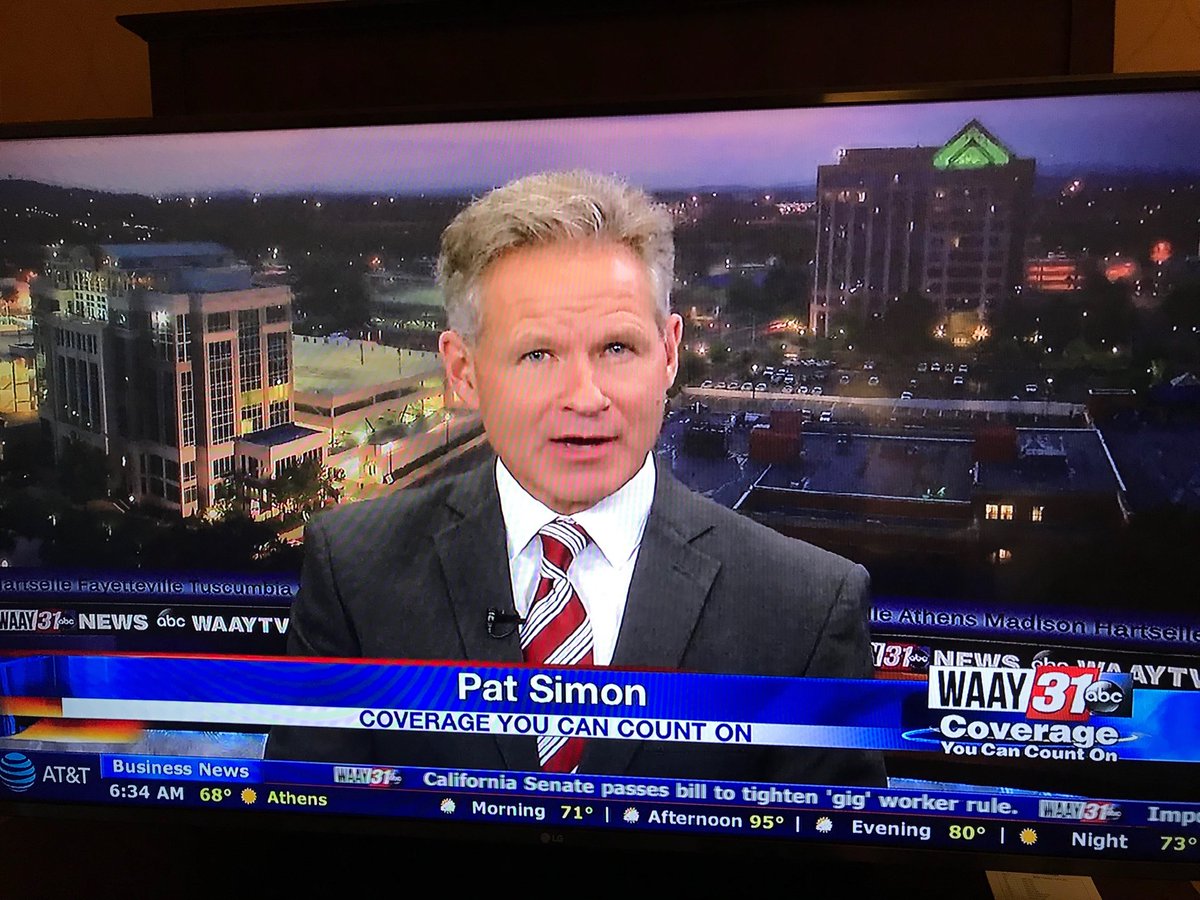 KarenWynneWLOS's tweet photo. In Huntsville, AL for #NWAS2019 and saw a former co worker ⁦@PatSimonWAAY31⁩ anchor the AM show.  ⁦@WLOS_13⁩ https://t.co/q4SCdmqju7