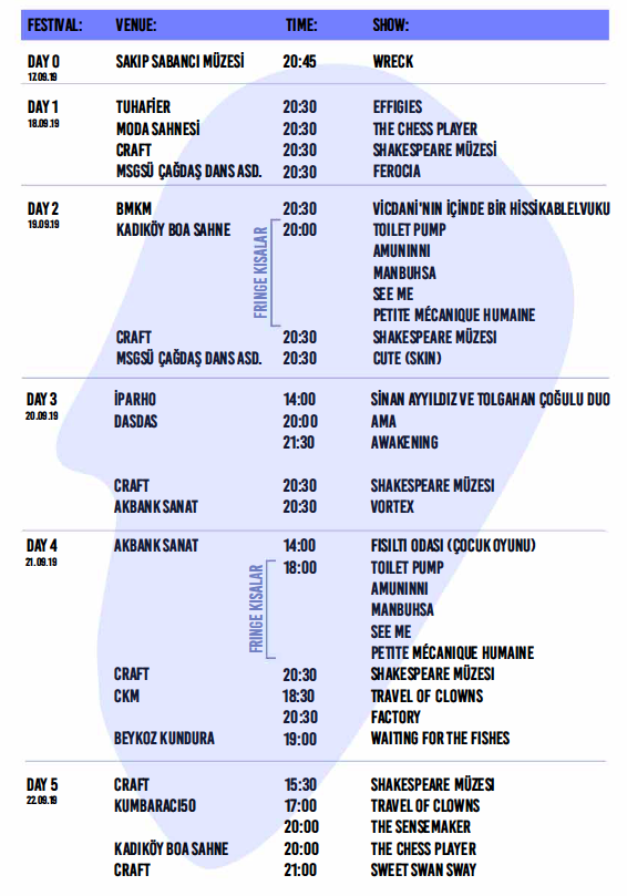 Istanbul Fringe Festival'in başlamasına son bir hafta! Detaylı bilgi için fringeistanbul.com web sitemizi ziyaret edebilirsiniz.