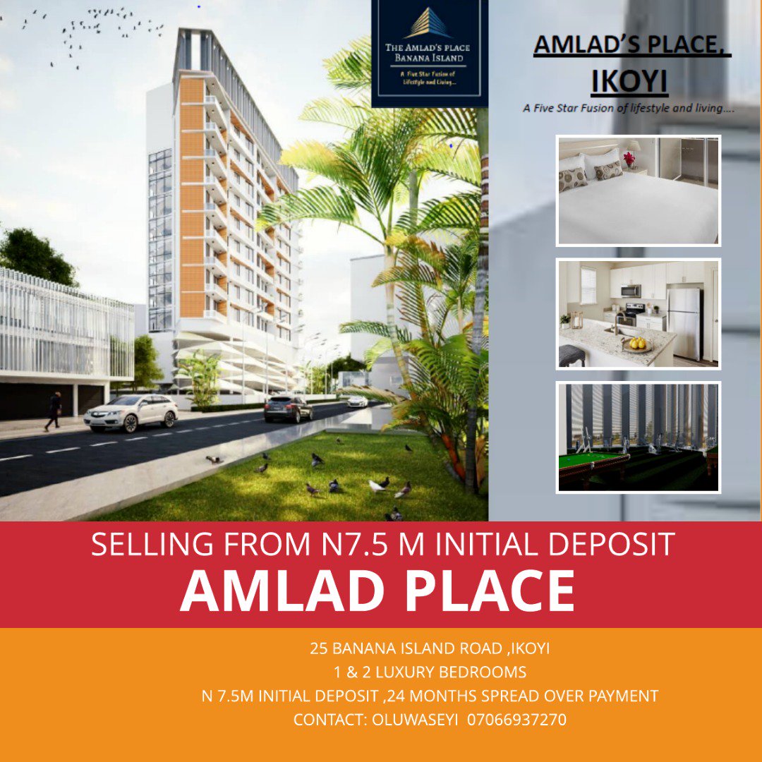 response27's tweet image. Affordable Luxury with good rental income! Amlad is a 2 Bedroom and 1 Bedroom apartment located along Banana Island, Ikoyi Lagos.
Call Seyi: 07066937270
