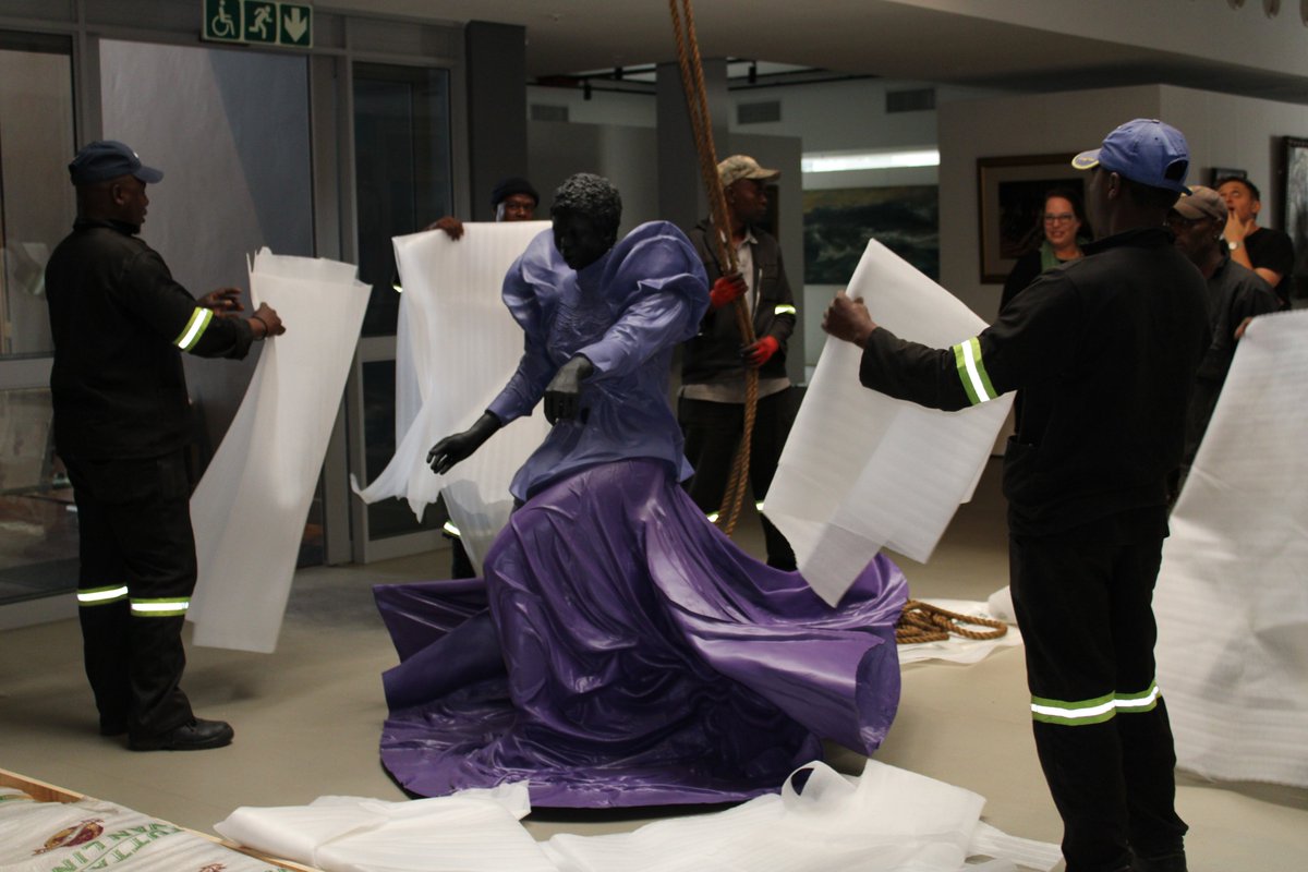 JavettUP's tweet photo. Two weeks until we officially open our doors on 24 September! We’re hard at work installing artwork for our opening exhibition. Here’s a sneak peek of Cry Havoc by Mary Sibande #MyAfricaOurArt #JavettUP https://t.co/8UfJs1e9s9