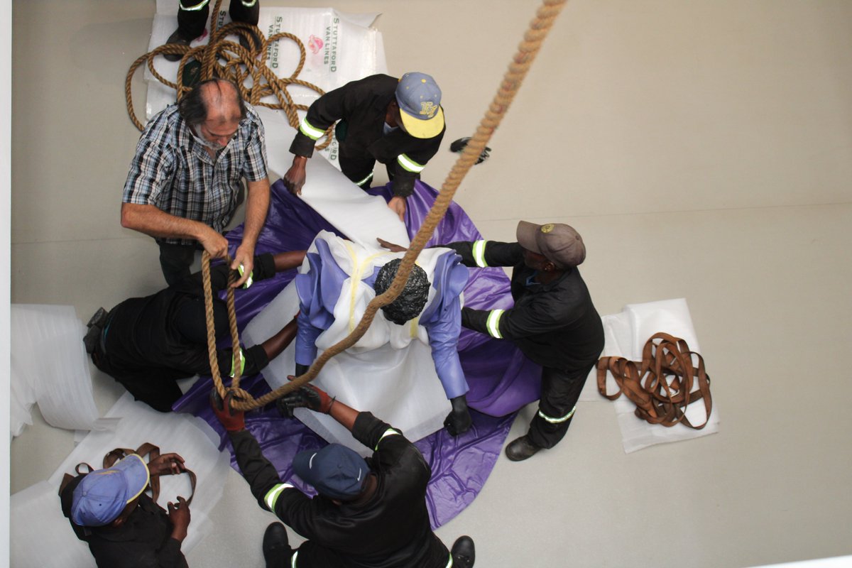 JavettUP's tweet photo. Two weeks until we officially open our doors on 24 September! We’re hard at work installing artwork for our opening exhibition. Here’s a sneak peek of Cry Havoc by Mary Sibande #MyAfricaOurArt #JavettUP https://t.co/8UfJs1e9s9
