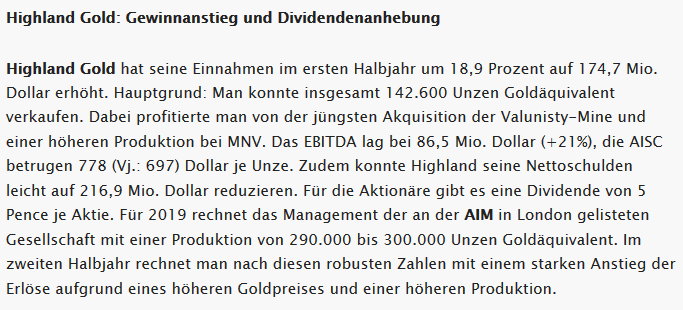 Rohstoffbrief's tweet photo. Gute HJ-Zahlen von #Highland Gold. Das zweite Hj. dürfte aber wegen einer höheren Produktion und des höheren #Goldpreises besser werden.
Mehr aktuelle #Mining-News 👉https://t.co/ImPexkmhUd
#Aktien #Rohstoffe #Börse #Mining #London #AIM ⛏ https://t.co/ubYuSSOzoG