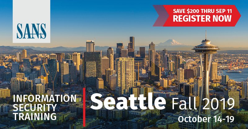 sansforensics's tweet photo. Last day to save $200 when you register for #FOR508 #DFIR for #SANSSeattle 2019! 

"Cutting edge expertise taught by world class experts."
-Joseph Murray, Deloitte

Register and check out our free course demo now at https://t.co/6mI3l4sfIg https://t.co/tkVyJvPYFa
