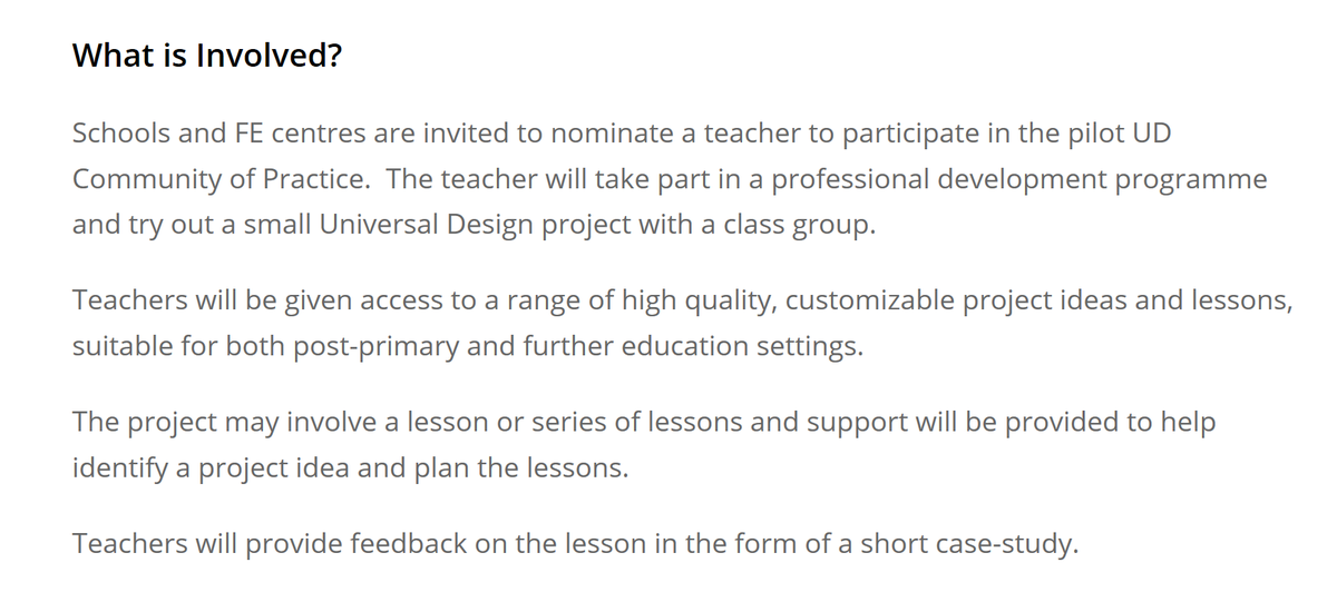 H2_Learning's tweet photo. What is involved when joining our Community of Practice for #UD? A fantastic opportunity for schools or FE centres interested in Universal Design. Closing Date: Sept 16th 2019. Register your interest here: https://t.co/InBT3NcQc4 #edchatie #universaldesign https://t.co/oRdoMO8vaX