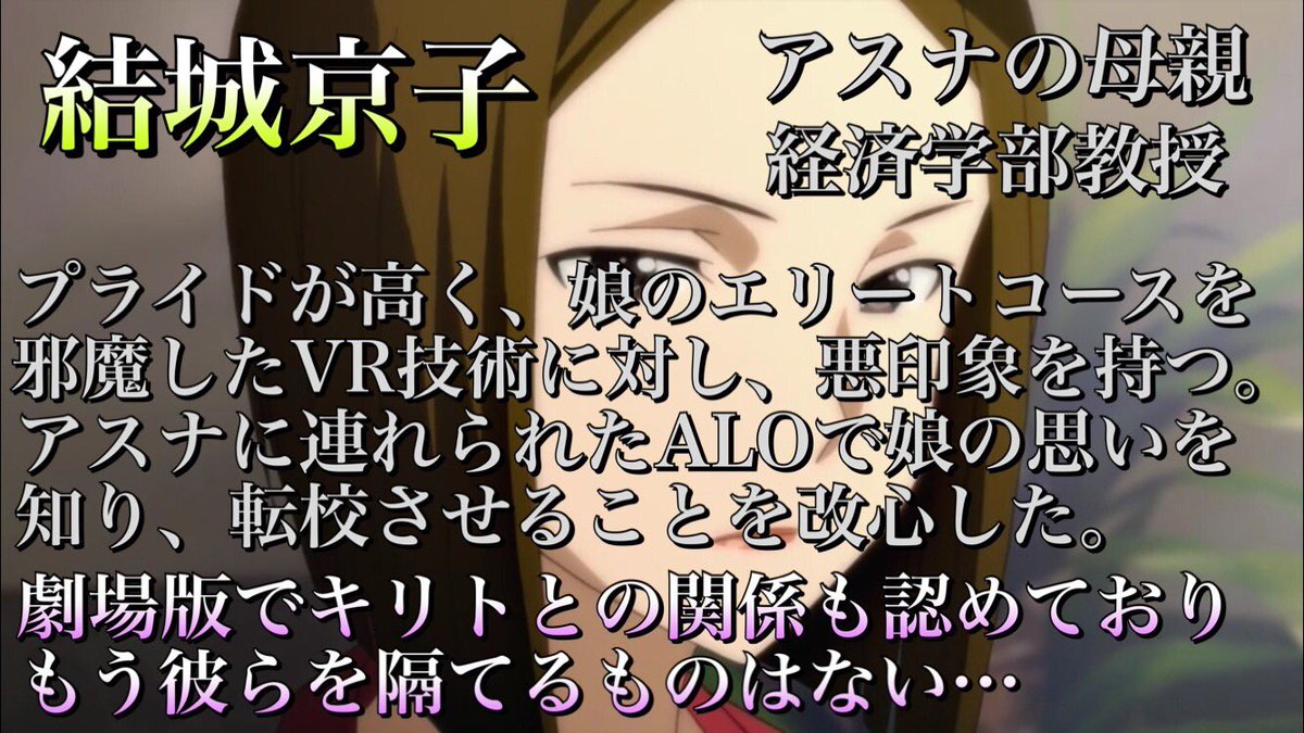 Akky Sur Twitter Sao全キャラ紹介 結城彰三 結城京子 結城浩一郎 佐田明代 Sao紹介