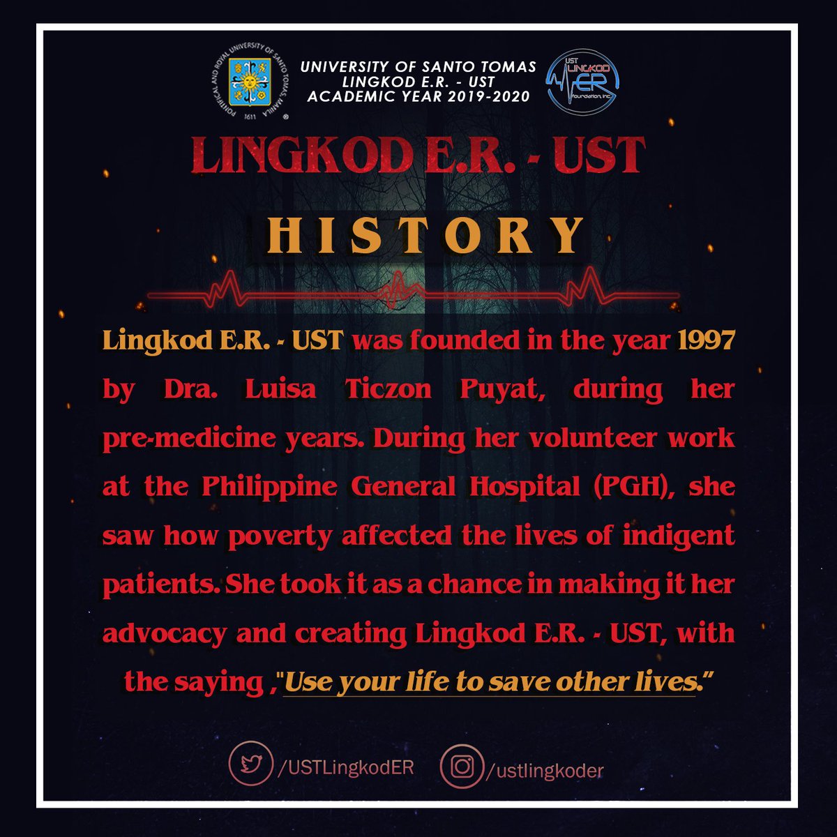 USTLingkodER's tweet photo. 🔵🔴Get to know more about Lingkod E.R. - UST with our History, Mission, and Vision. 🔴🔵
Visit #BOOTH29 on September 9-14 from 8 am to 7 pm. Be part of Lingkod E.R. - UST.
#LingkodBeyondBordERs
#LINGKODER
#LER101
#UseYourLifetoSaveOtherLives
#LingkodER22years
#22ongMayPuso https://t.co/iJEMjmBUrD