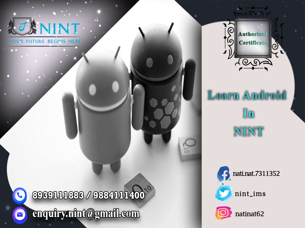 nint_ims's tweet image. We Enhance your Android knowledge and Develop your Practical skill. Get more details from NINT,
☎️ @ 8939111432 / 8939111883 / 9884111400
Visit:👉 nintedu.com/android/
#android #android_development #android_training #android_developer #advance_android #android_project