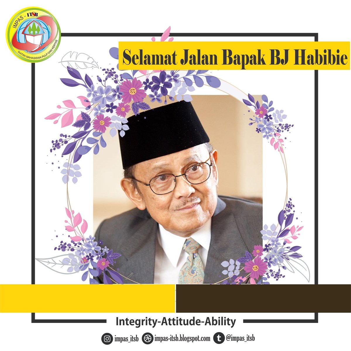 Innalilahi wa innailaihi raji'un. 
Keluarga besar IMPAS turut berduka cita atas meninggalnya Bapak Prof. Dr. Ing H. Bacharuddin Jusuf Habibie, presiden RI ke-3, pada usia 83 tahun.
Semoga almarhum diampuni kesalahannya &amp; diterima amal ibadahnya
#indonesiaberduka #bjhabibie