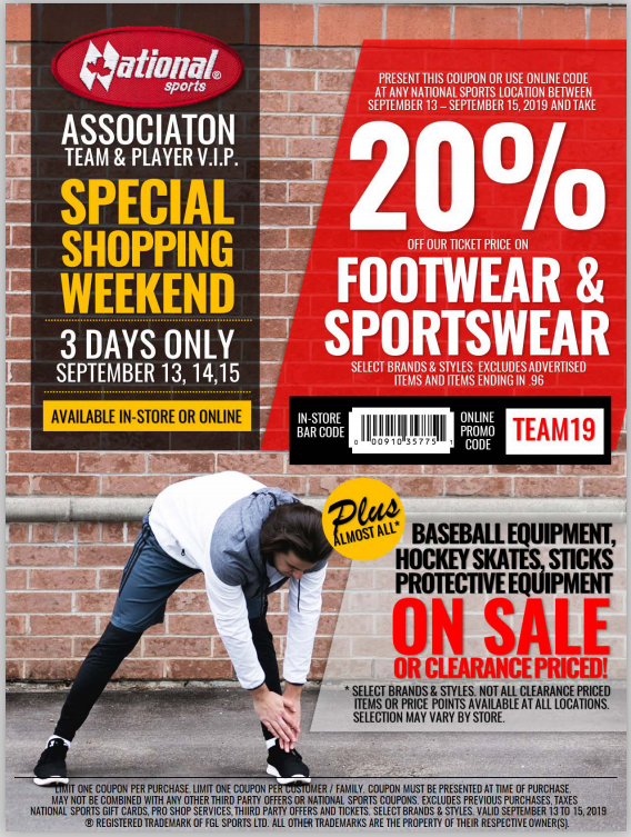 Please find attached a special invitation to the National Sports Association/Team/Player VIP “Special Shopping Weekend” Event (Fri. Sept. 13 to Sun. Sept. 15, 2019). Thanks for your past support and continued loyalty! 
Jeff McGuire
Community &amp; Store Support Marketing Manager