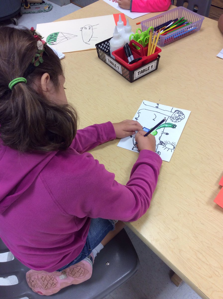 kfinkART's tweet photo. In Art class, 2nd grade students are working on drawings of dinosaurs. They are doing some shading when they color! @kfinkART @RoundHillES #rheawesome #rhes19 https://t.co/FhzzW1LKtu