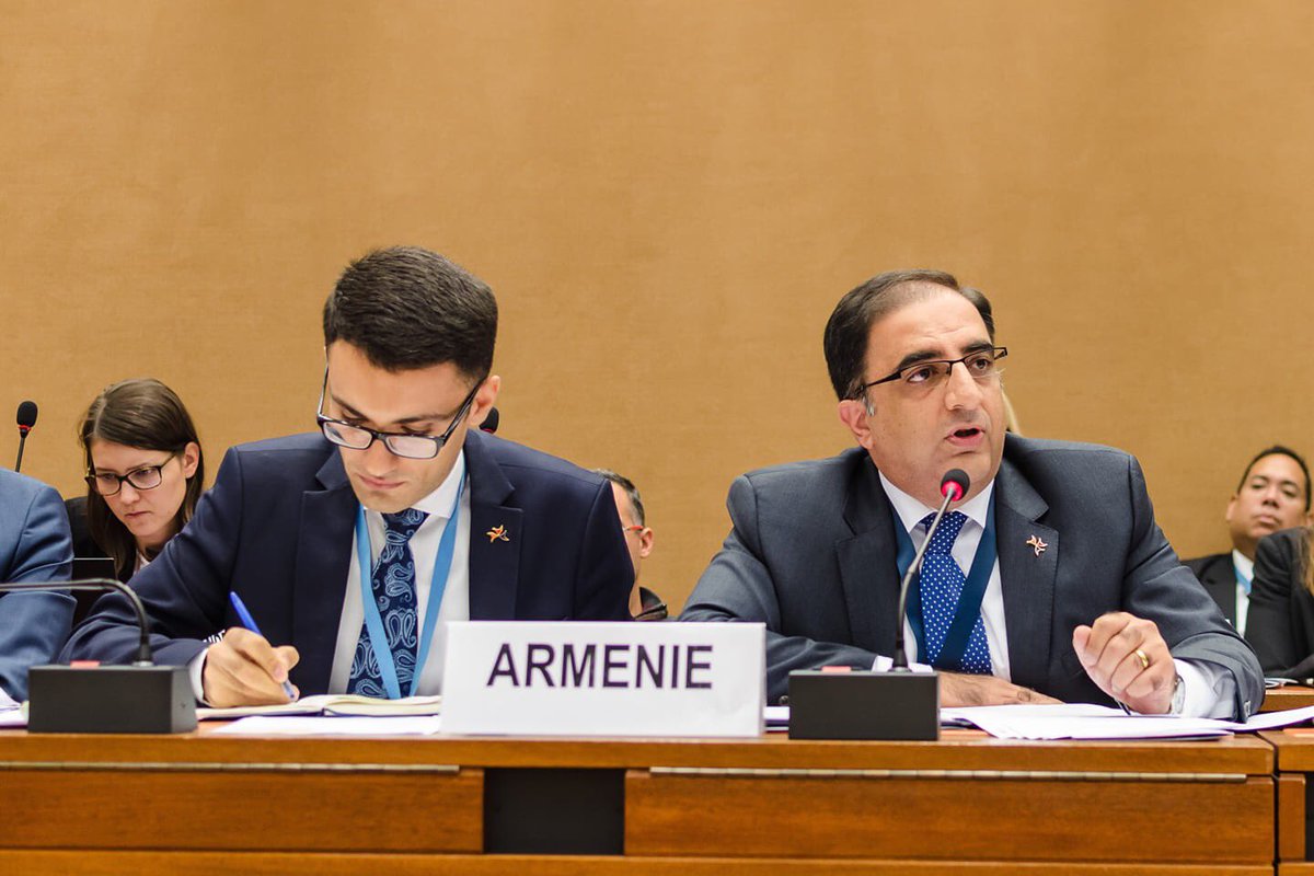 Armembsuisse's tweet photo. Today Ambassador Andranik Hovhannisyan presented priorities &amp; pledges of Armenia 🇦🇲 for the Human Rights Council 2020-2022 at the pledging event organized in UNOG by @amnesty &amp; @ISHRglobal for the @UNHumanRights candidate countries. #AM4HRC https://t.co/LAHLoCCvrj