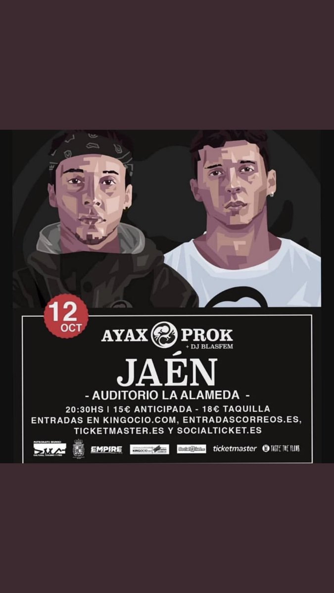 🔥 FECHAS CONFIRMADAS 🔥

✅ Conciertos #SanLucas2019 🎡en el Auditorio de #LaAlameda

Sábado 12 ▶️ <a href="/ayaxyprok/">los gemelos de satán</a> 🎤

Viernes 18 ▶️ <a href="/Leiva_Oficial/">Leiva Oficial</a> 🎸

Sábado 19 ▶️ <a href="/MakaPna/">MAKA</a> 👏🏼

❗️Entradas 🎫 YA a la venta❗️

#ConciertosSanLucas #Jaén