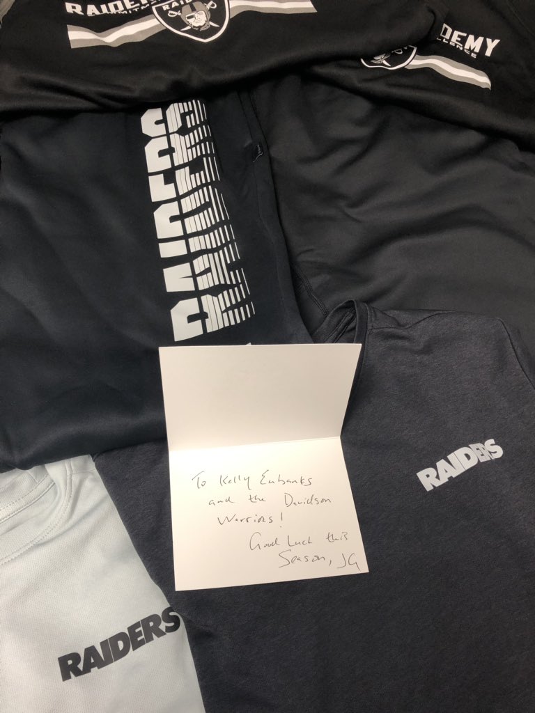 Kelly Eubanks M. Ed. (@keubanks3) on Twitter photo Thanks Coach John Gruden for all the <a href="/Raiders/">Las Vegas Raiders</a> swag!!! @DavidsonFootba1 #Warriors will represent with pride!!! #DavidsonDifference #SpearsUp19 Thanks Coach John Gruden for all the <a href="/Raiders/">Las Vegas Raiders</a> swag!!! @DavidsonFootba1 #Warriors will represent with pride!!! #DavidsonDifference #SpearsUp19