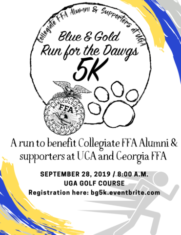 Join Collegiate FFA in the Blue &amp; Gold Run for the Dawgs 5k, which will support their alumni and supporters!  Sign up here: eventbrite.com/e/blue-gold-ru…