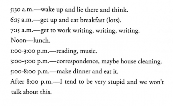 Ursula K. Le Guin's writing schedule = best writing schedule