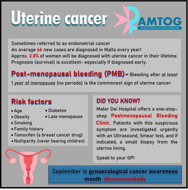 September marks Gynaecological Cancer Awareness month. Help us raise awareness by sharing this infographic #amtog #malta #cancerawareness #knowyourbody