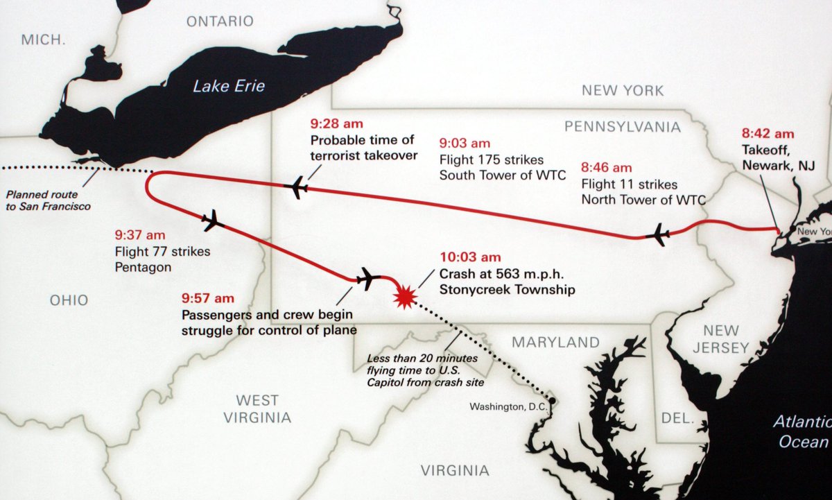 There were only 4 hijackers on Flight 93. It was set to depart from Newark, NJ to San Fransisco. Is set off at 8:42 AM.4 minutes after the crew was warned about cockpit intrusion & the twin tower attacks.. the hijackers stormed the cockpit. A timeline of the attack: