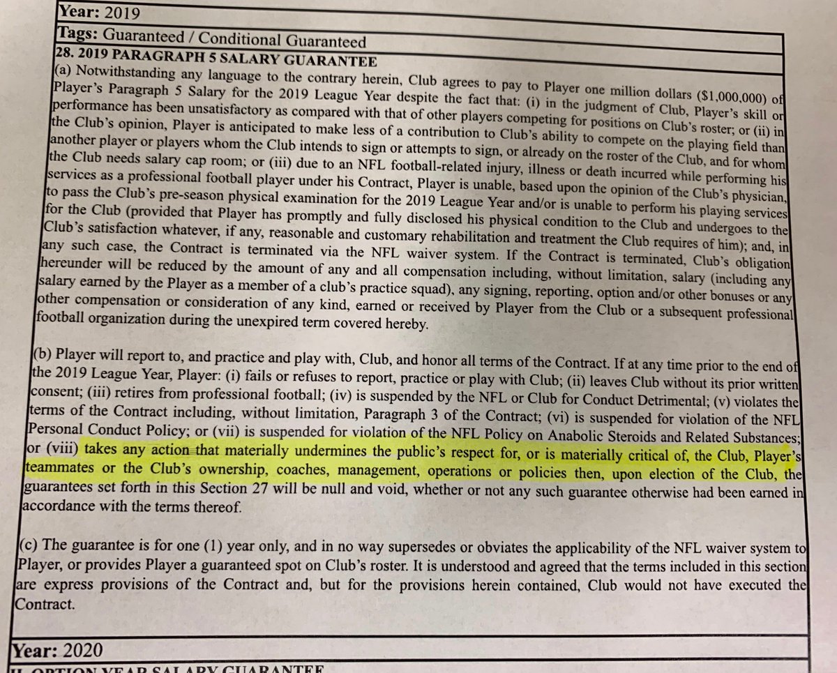 Albert Breer In The Guarantee Language In Antonio Brown S Patriots Contract If Brown Takes Any Action That Materially Undermines The Public S Respect For Or Is Materially Critical Of The Club