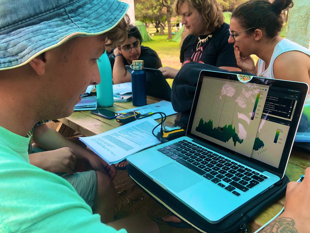 Our resident R Genius, Jed, mapping the bathymetry of the Azorean Archipelago with the help of <a href="/IlyaMaclean/">Ilya Maclean</a> - there are definitely worse places to learn #spatialecology. #FieldAzores #FieldCourseFortnight #ExeterGlobal