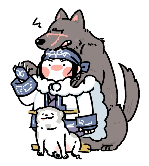 オオカミと女の子と犬 