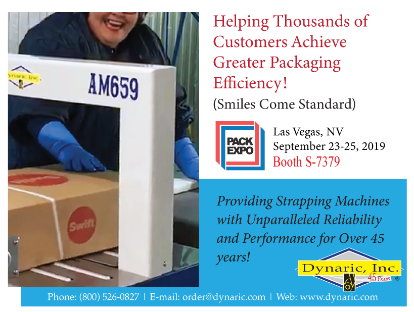 Dynaric's tweet photo. Pack Expo 2019 is just around the corner! While you are there, stop by our booth (S-7379) and test our strapping equipment. Have a unique product you need to strap? Bring it, let our professional packaging staff recommend the perfect strapping machine for your product. https://t.co/FJPsw0pnja