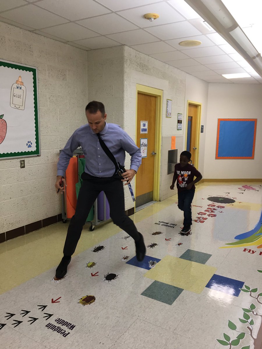 Me. Folke modeling our sensory trail for students! <a href="/PLVBears/">Pleasantville Elementary</a>