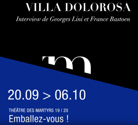 PascalSac's tweet photo. Très bonne #communication #VIDEO du Théâtre des Martyrs et de la Compagnie Belle de Nuit, je trouve... J'avais déjà réservé, mais j'adore ! VILLA DOLOROSA : Interview "Emballer" ou "Déballer" de France Bastoen et Georges Lini: https://t.co/63Bo8l3Csh #culture #théâtre #compublics https://t.co/DN69hpDXVl