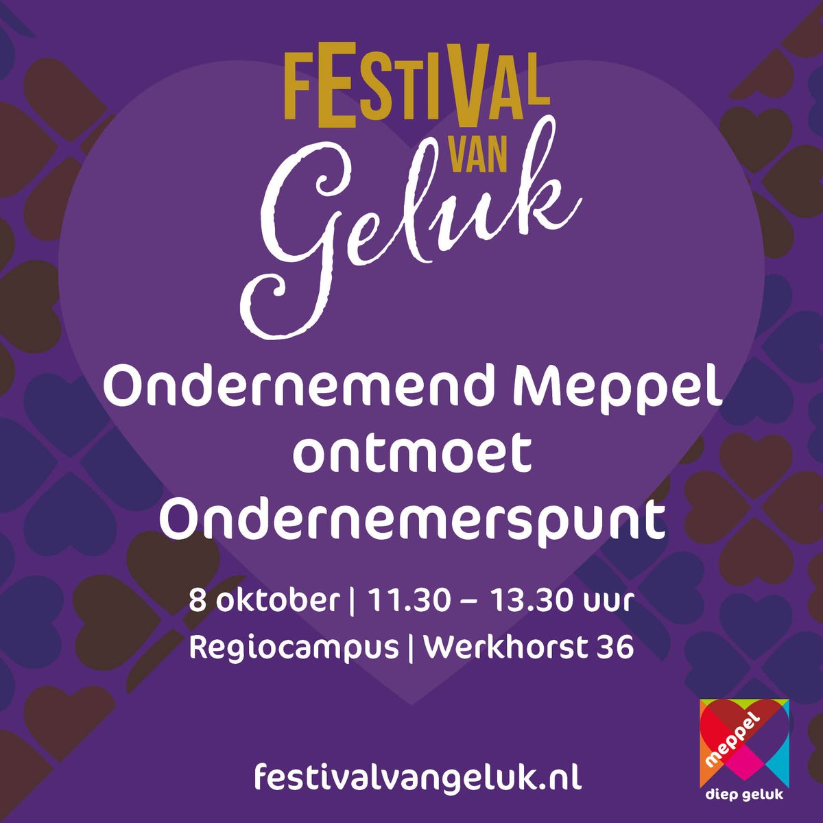ondernemerspnt's tweet photo. BUSINESS LUNCH VOOR ONDERNEMERS

Tijdens het Festival van Geluk worden ALLE ondernemers uitgenodigd om te komen ontdekken wat jongeren voor u kunnen betekenen en andersom. 

Kijk voor meer info op https://t.co/BKr06blEz2. 
Aanmelden is vereist!

#festivalvangeluk #meppeldiepgeluk https://t.co/1PhkYCp3pe