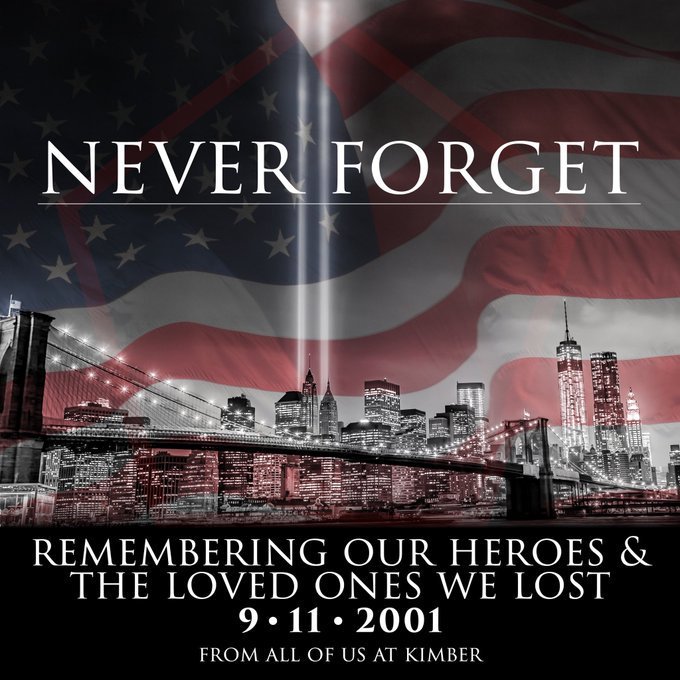 kimberamerica's tweet photo. Today we remember, reflect and honor all those affected by the events of 9/11. #NeverForget https://t.co/tyvCl3cB2s