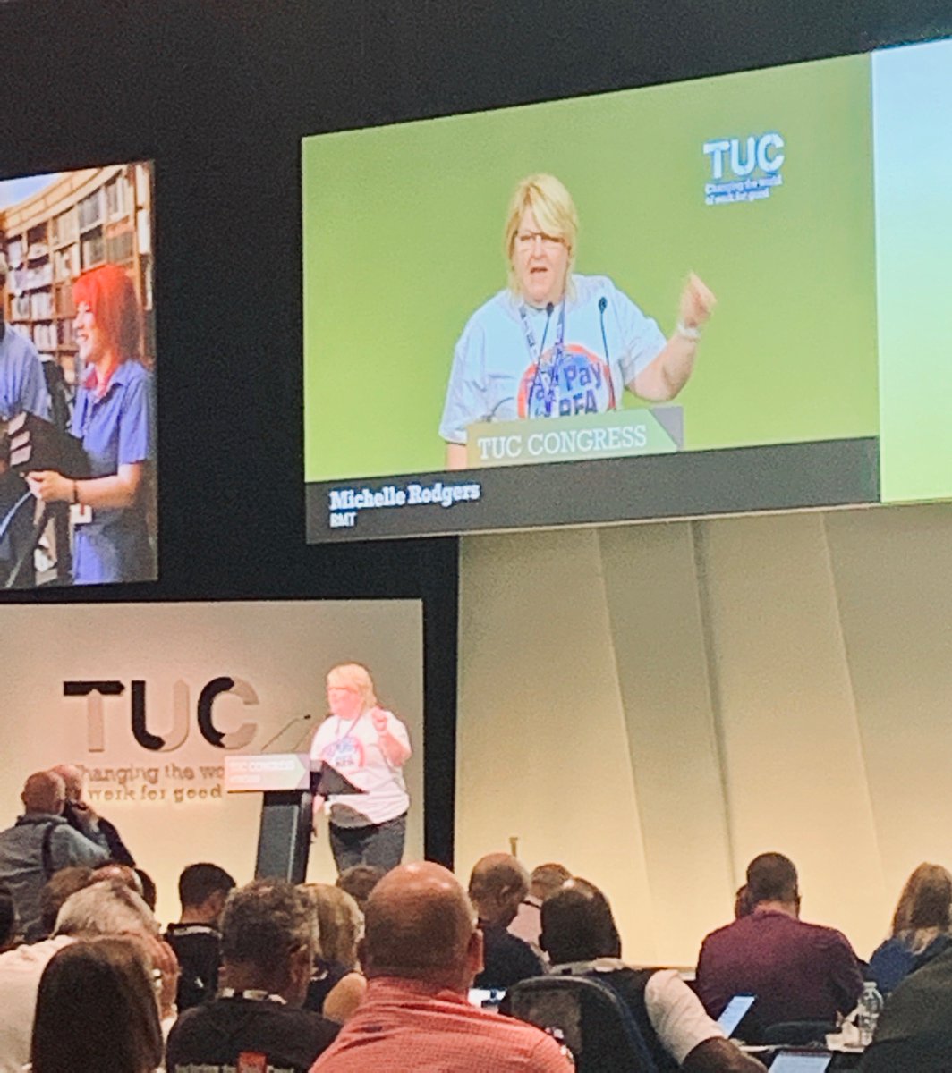 RMTNRC's tweet photo. RMT #tuc2019 delegates and President @rodge2711 speaking at conference on period poverty, tackling racism and trade union freedom. Words backed by actions! Never silent on the issues that impact on our members and society. #notatalkingshop #fightingunion #unionfam https://t.co/XGYPAyd4cf