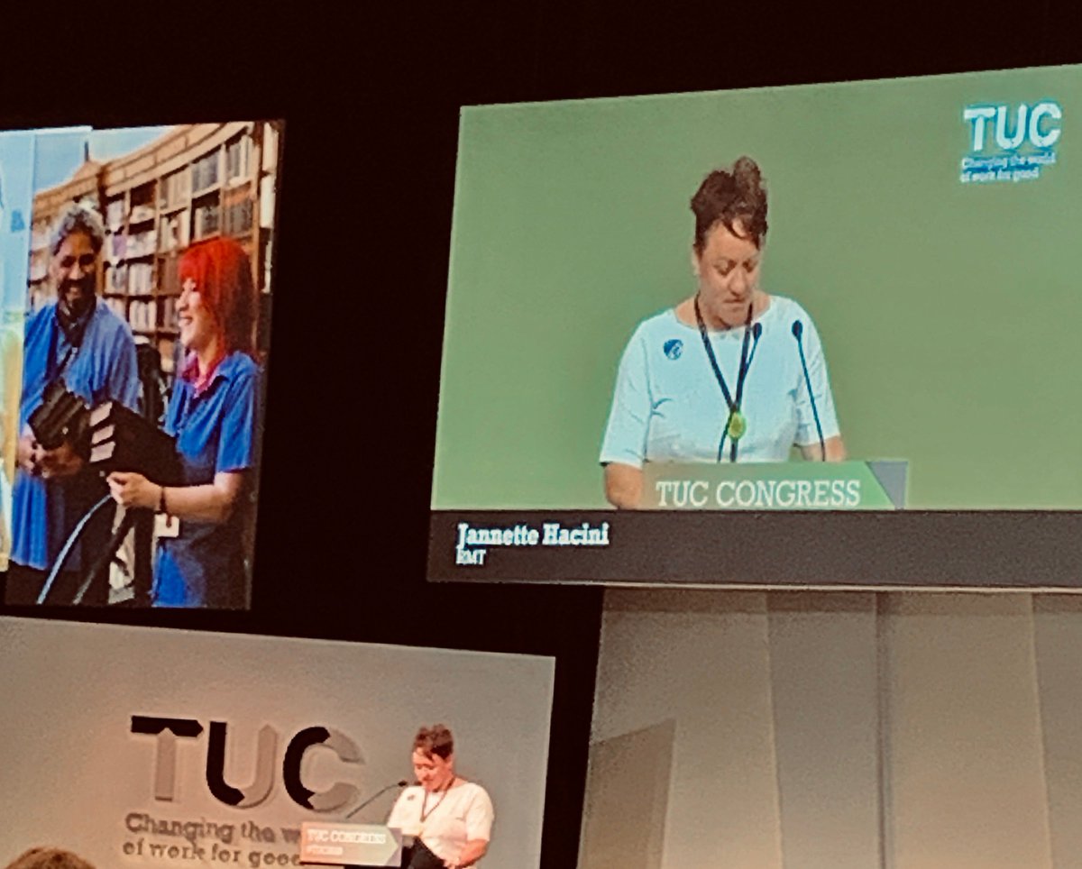 RMTNRC's tweet photo. RMT #tuc2019 delegates and President @rodge2711 speaking at conference on period poverty, tackling racism and trade union freedom. Words backed by actions! Never silent on the issues that impact on our members and society. #notatalkingshop #fightingunion #unionfam https://t.co/XGYPAyd4cf