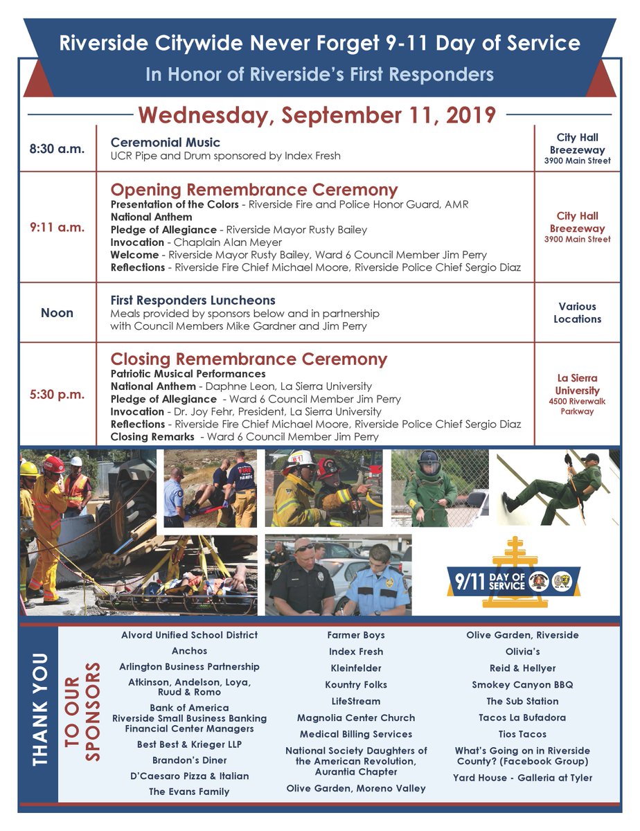 DiscoverRivCa's tweet photo. Join Riverside Citywide Never Forget 9-11Day of Service. #ExploreRiversideTogether #neverforget https://t.co/xK5cg0RbDG