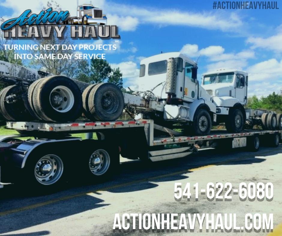 ActionHeavyHaul's tweet photo. Calvin Johnson one of our freight specialists utilized this step deck with ramps to consolidate two trucks into one load. #actionheavyhaul #logistics #trucking #truckinglife #freight #oversizetrucking https://t.co/mOk0D5gO0q