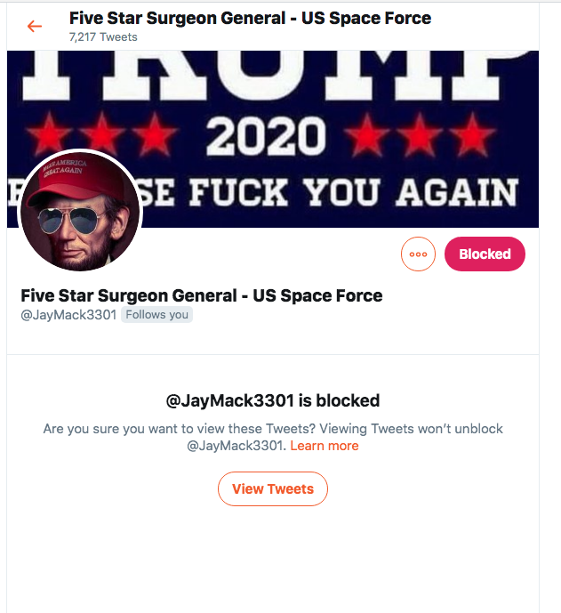 valamontestony's tweet photo. @JayMack3301 Can't all the people... #BLOCK #RetrainAI #ChangeHabits #YouAreTwitter - https://t.co/zYO690n3LF