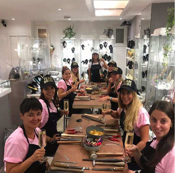 SilverWorks2's tweet image. Happy hens at a recent ring making experience.