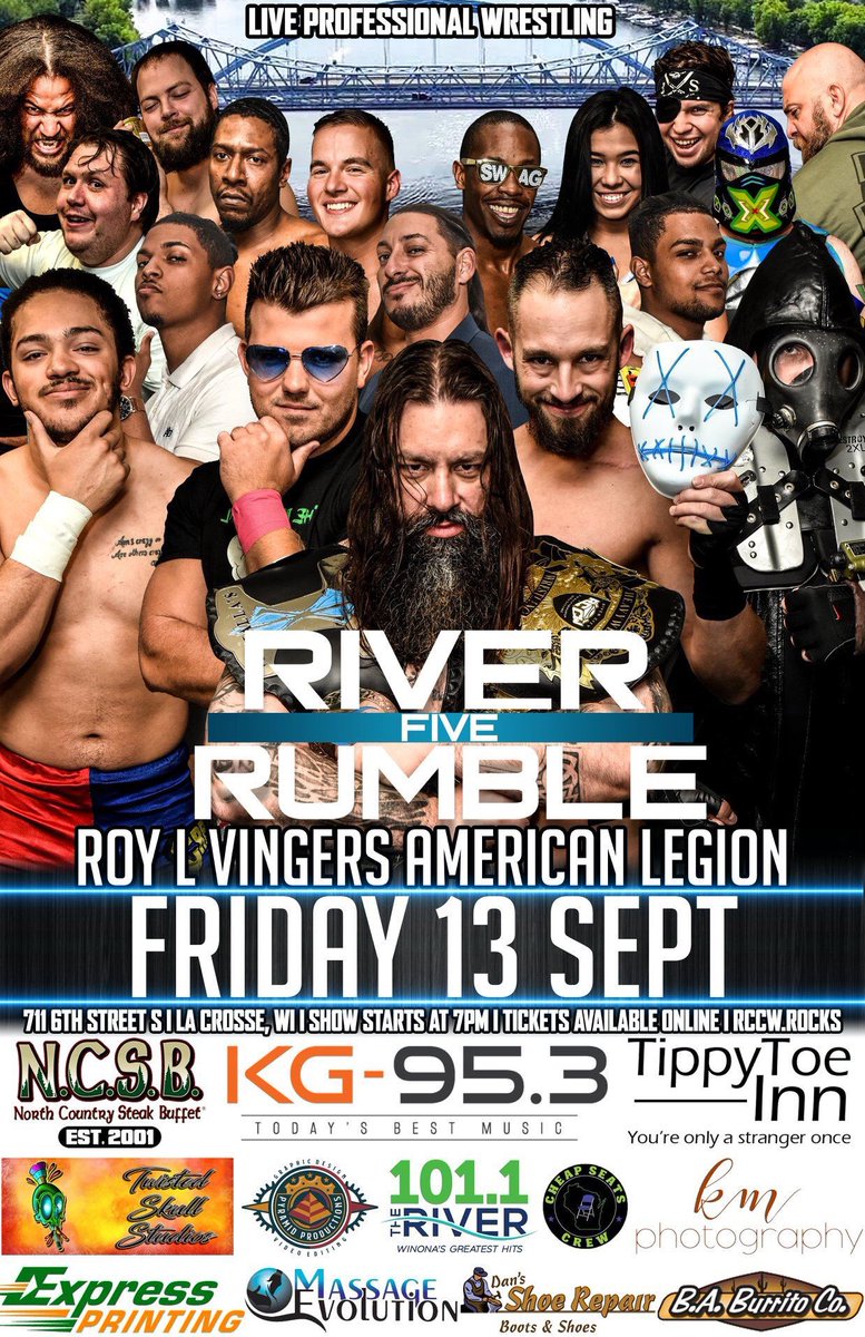 Realricodlv's tweet photo. Here’s where you can #BatheInOurArrogance this weekend!!! Friday night catch #CaribbeanArrogance in LaCrosse, WI at @RiverCityCW and then on Saturday in Rubicon, WI for @FrozenWrestling #3CANstruction #YAKATA #PisH https://t.co/ahzmzAhiaP