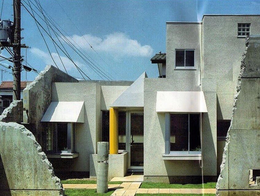 Takefumi Aida built a series of houses inspired by children’s building blocks, but with none of the candy playfulness of Memphis or Graves, instead a sombre sadness inflects all his designs. This is Toy Block House IV, from 1982