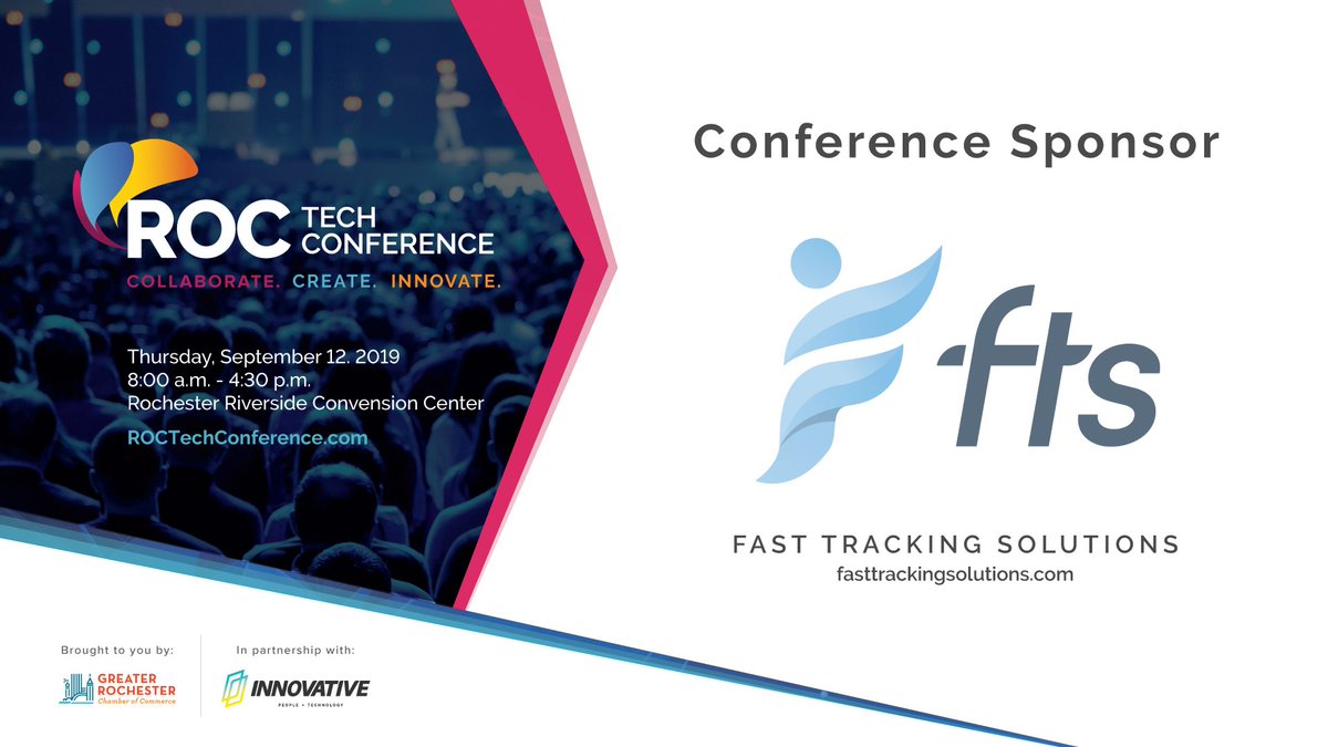ROCTechConf's tweet photo. #rtc19 is excited to welcome our Innovator Sponsor, Fast Tracking Solutions, as a leader in finding and placing top talent with cutting edge tech companies all throughout our region! Join us on September 12th! https://t.co/crCBa7IFQo
 #technology #innovate #togetherwewin https://t.co/Xz5CTaYw8r