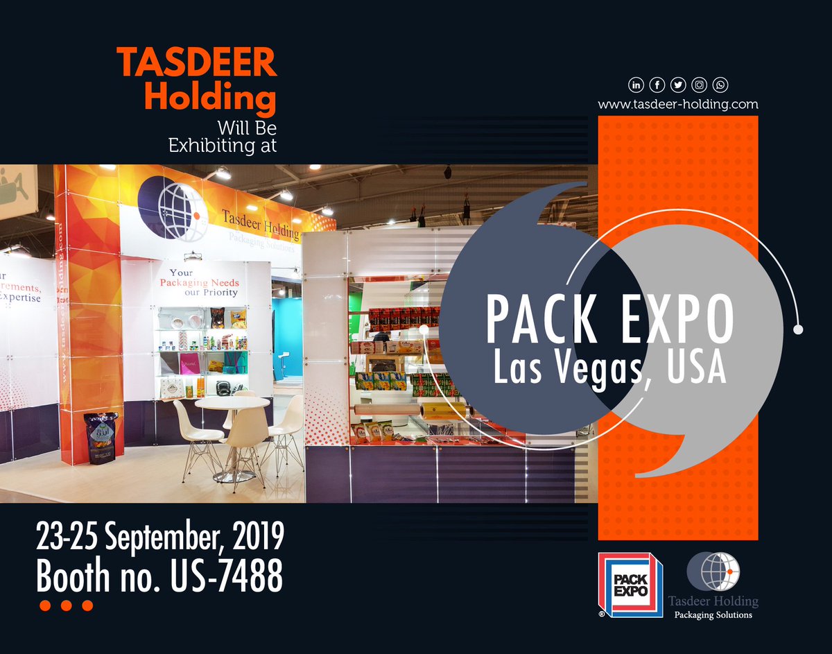 TasdeerH's tweet photo. We would be delighted to meet you at Pack Expo, Las Vegas, USA, 23-25 September 2019.
Booth no.US-7488
#packaging #export #egypt  #invest_in_egypt #trade #new_exhibition #trade_shows #creative #printing_design #visit_our_booth #new_innovation #packexpo_2019 #las_vegas #USA https://t.co/KOutLqMWhc