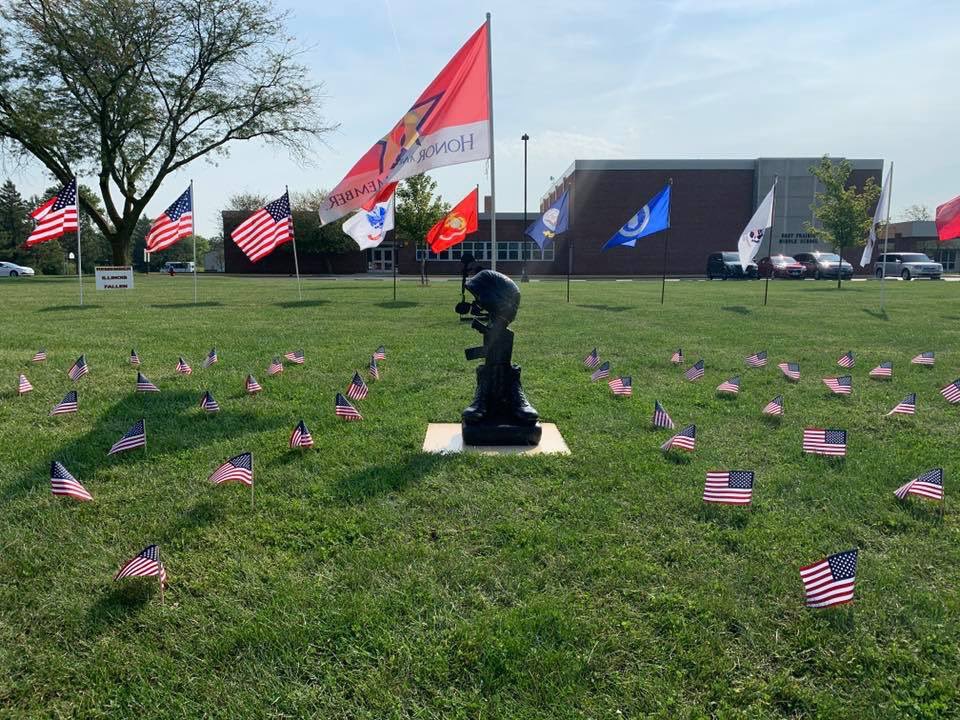 TuscolaCUSD301's tweet photo. Thank you to the Veteran of Foreign Wars T.K. Martin Memorial Post 10009 for the September 11th memorial display. #Tuscola https://t.co/kTdCGGAuwj