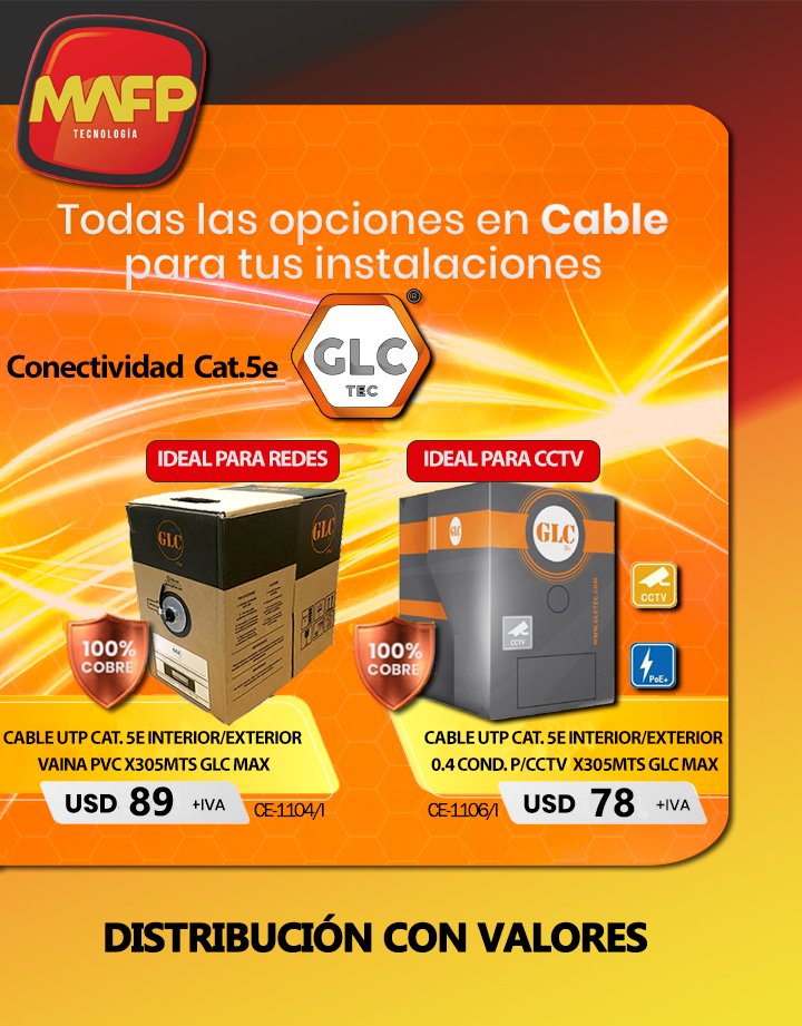Cables GLC 100% cobre, ideales para CCTV y redes!
(Solo venta al gremio)