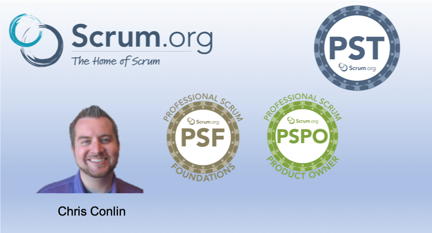 Scrumdotorg's tweet photo. Wishing a warm welcome to our new Professional Scrum Trainer @ChrisConlinPST from the US! Chris is licensed to teach Professional Scrum Foundations (PSF) and Professional Scrum Product Owner (PSPO). Learn more about Chris here: https://t.co/gKedw6RZW1 https://t.co/gSpiQ41u48