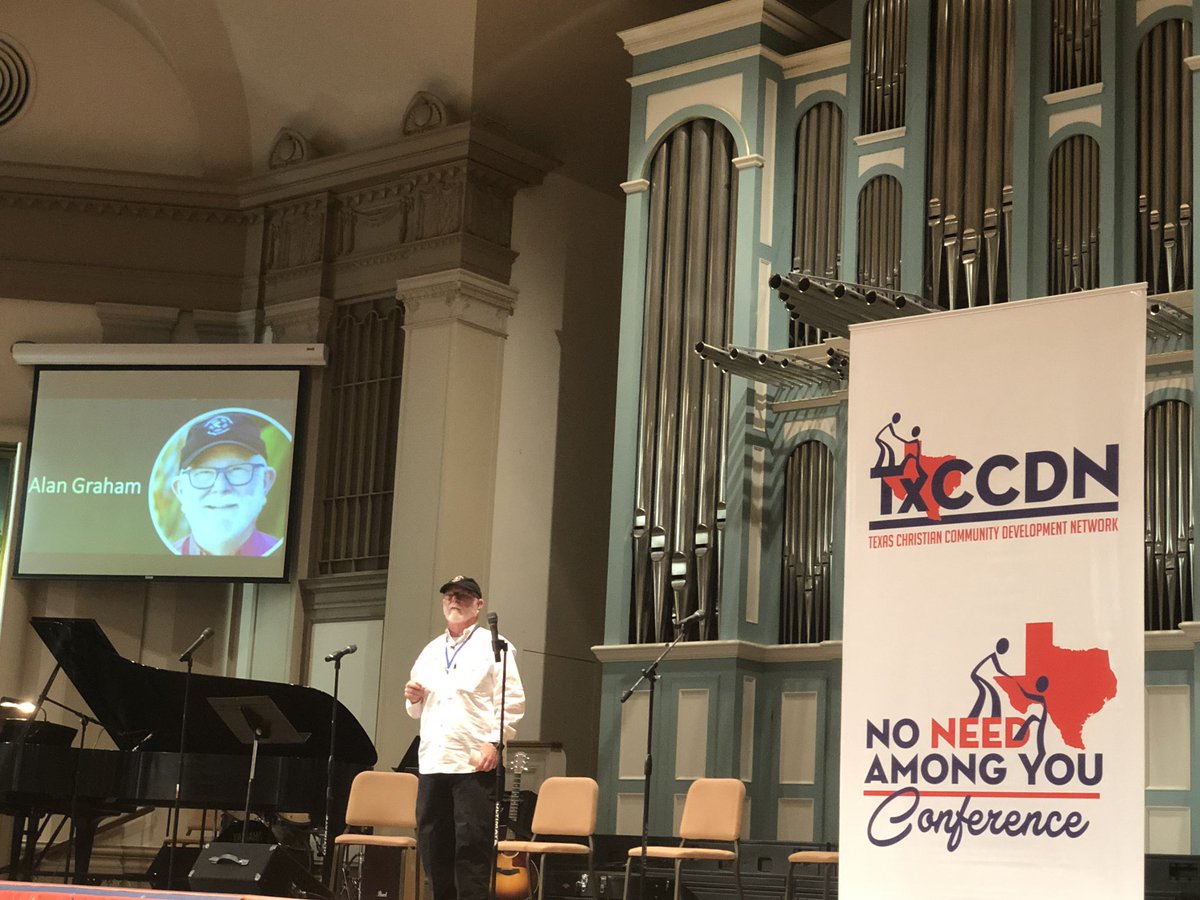 matthewkouri's tweet photo. “Housing will never solve homelessness, but community will.”
-  Alan Graham from @mobileloaves sharing truth at the @txccdn conference. https://t.co/pIPWywTggb