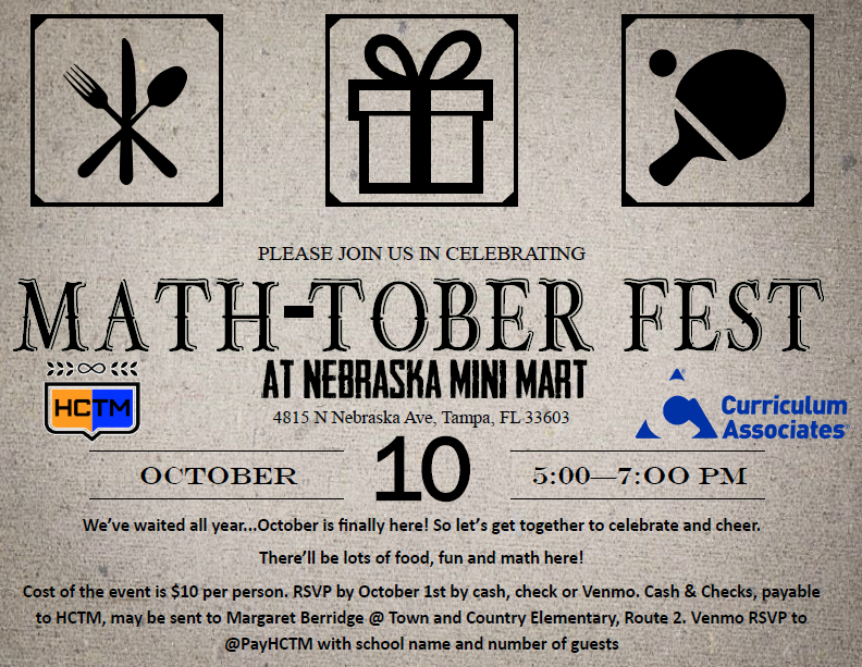 HCTM_Math's tweet photo. Don't miss out on Math-Tober Fest!!!  October 10th from 5:00-7:00pm at the Nebraska Mini-Mart.  RSVP by October 1st (see the image for details) https://t.co/XPF1ctKi09