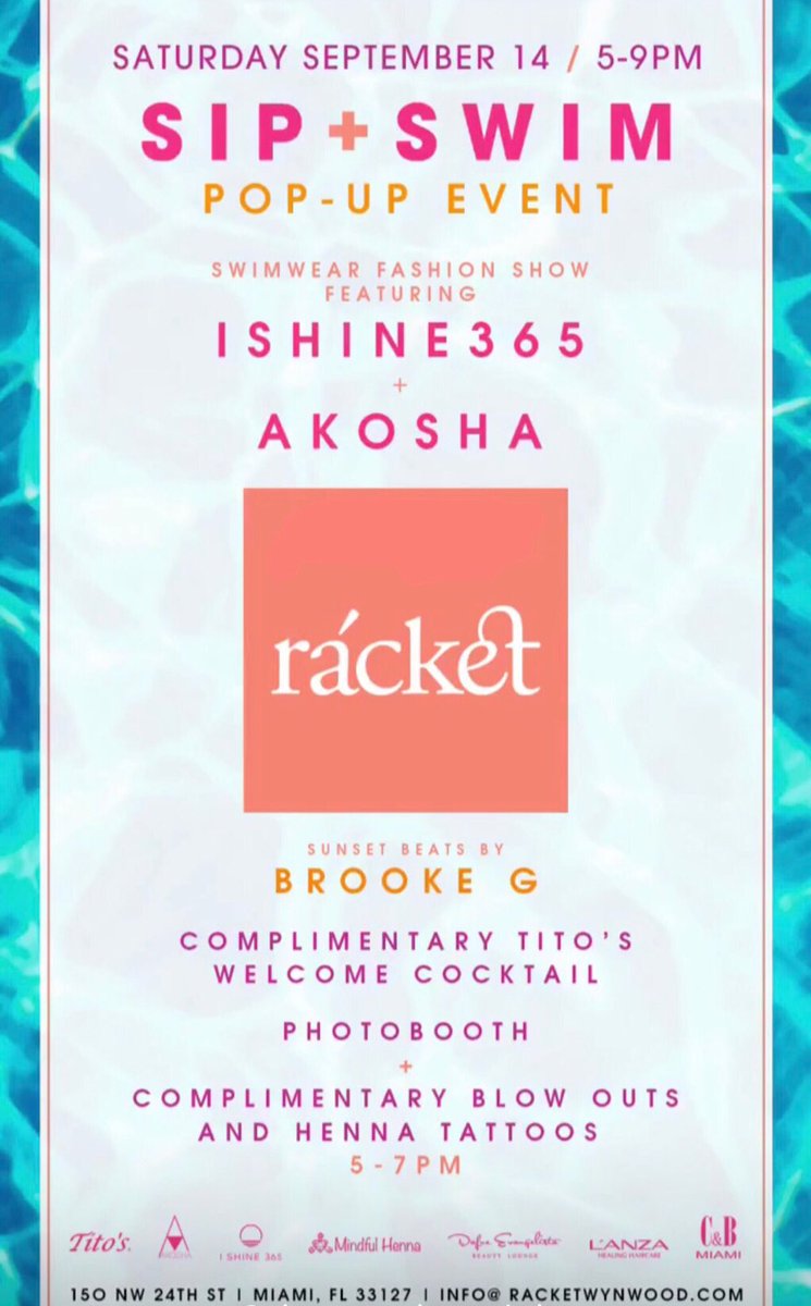 #miami babes, make sure to join us THIS Saturday (September 12th) for a pop-up fashion show event at Racket — all bikinis will be 50% off 🙌🏼 rsvp at: sipswimracket.eventbrite.com