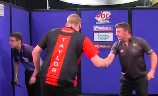 HighRollerRadio's tweet photo. THE PIPE BURST!!!! Justin Pipe needed 102 but miscounted &amp; took out 104 instead....would have made it  5-3...instead Scott Taylor takes 3 in a row for 6-4 victory. A last-minute fill in for MvG &amp; now in the SEMIS!!!! #TakingYourChances #Darts #PC24 #PDCProTour https://t.co/IAzDd6eX2t